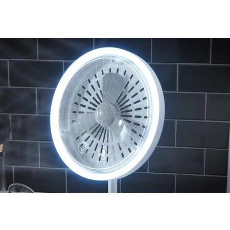 Makeup Mirror With Fan Storage LED Light Face Mirror Adjustable Touch Dimmer USB Led Vanity Backlit Mirror Table Cosmetic Mirror