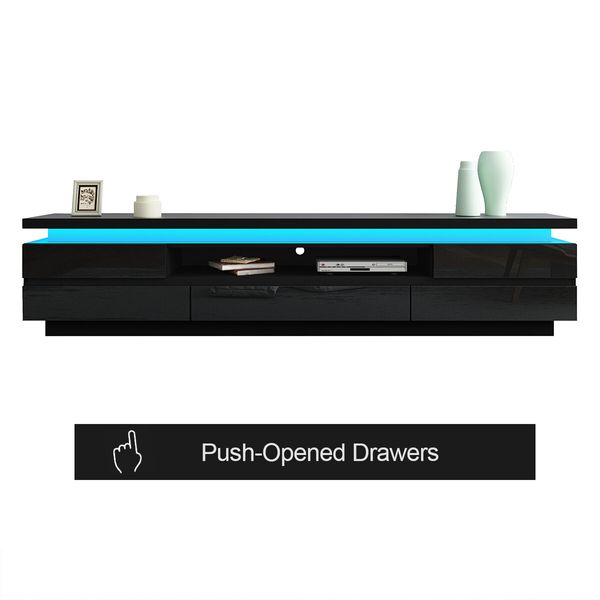 TV Cabinet Stand Entertainment Unit LED TV Console Table Furniture with 5 Drawers Black