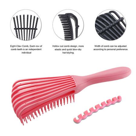 Detangling Brush for Afro America/ African Hair Textured 3a to 4c Kinky Wavy/ Curly/ Coily/ Wet/ Dry/ Oil/ Thick/ Long Hair, Knots Detangler Easy to Clean (Pink)