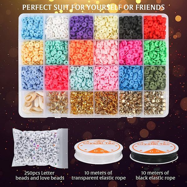 5000 Pcs Clay Letter Beads for Bracelets Necklace Making kit