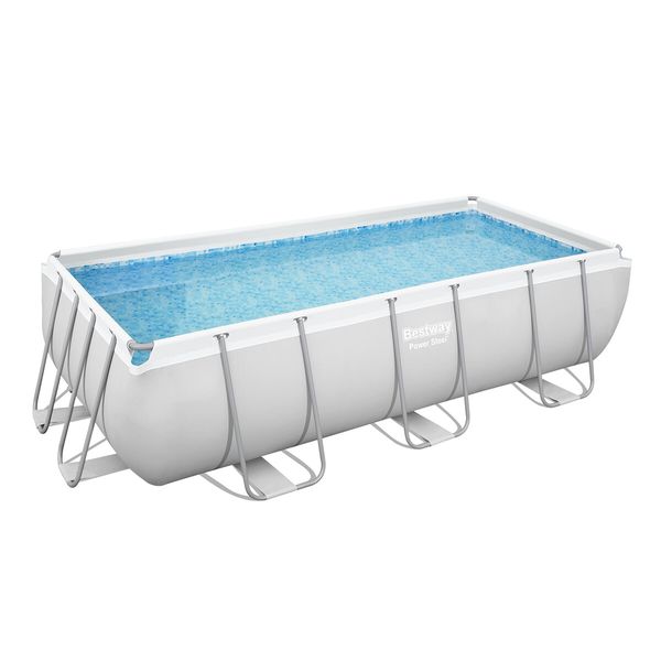 Bestway Rectangular Above Ground Swimming Pool Portable Backyard Pool Metal Frame Filter Pump 4.04x2.01x1m