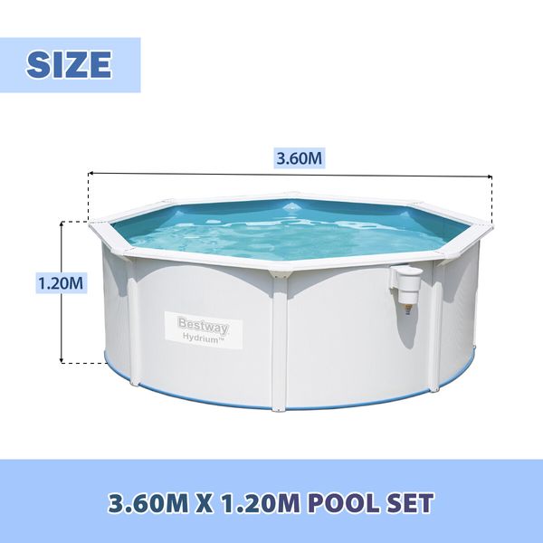 Title Bestway Luxury Circular Pool Set Above Ground Swimming Bath Spa 3.60m x 1.20m