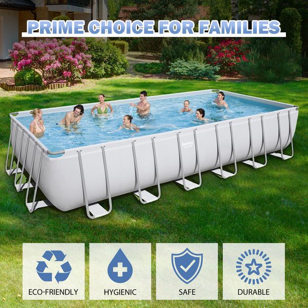 Bestway Rectangular Above Ground Pool Luxury Swimming Bath Spa Set 7.32m x 3.66m x 1.32m