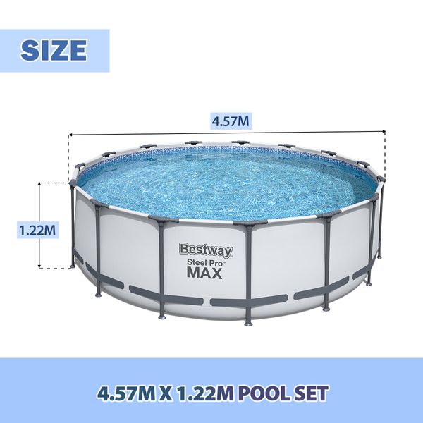 Bestway Fast Set Circular Pool Set Above Ground Luxury Swimming Spa Bath 4.57m x 1.22m