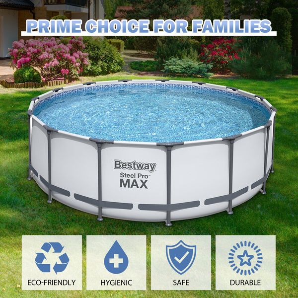 Bestway Fast Set Circular Pool Set Above Ground Luxury Swimming Spa Bath 4.57m x 1.22m