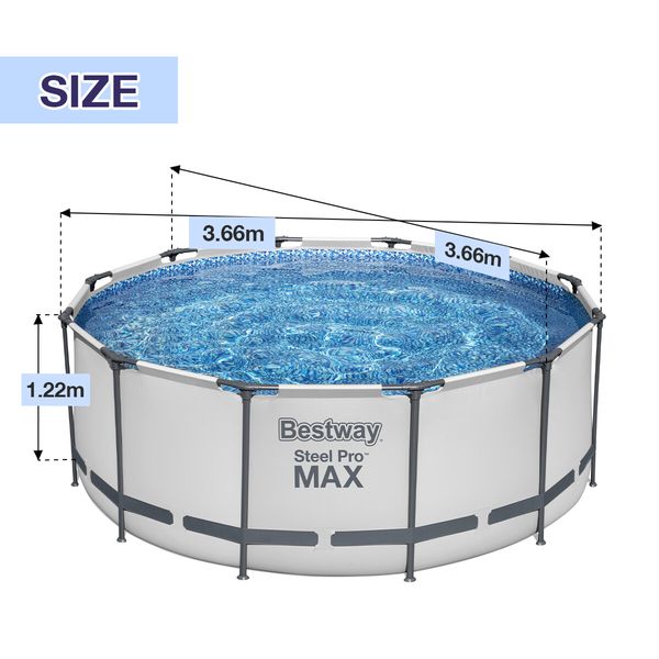 Bestway Premium Round Pool Set Above Ground Luxury Swimming Bath Spa 3.66m x 1.22m