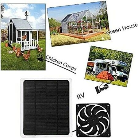 100W Solar Powered Exhaust Fan Ventilator for RVs Greenhouses Pet Houses and Chicken Coops Large 25cm Cooling System