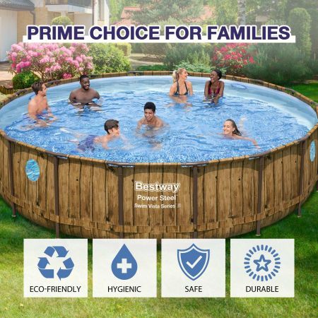 Bestway Round Above Ground Swimming Pool Portable Backyard Pool Set with Filter Pump 5.49x1.22m