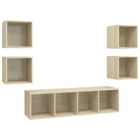 5 Piece TV Cabinet Set Sonoma Oak Chipboard