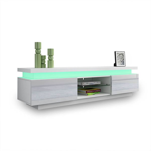 TV Cabinet Stand Entertainment Unit LED TV Console Table Furniture With 2 Doors White