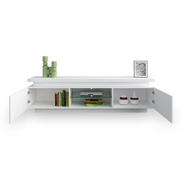 TV Cabinet Stand Entertainment Unit LED TV Console Table Furniture With 2 Doors White