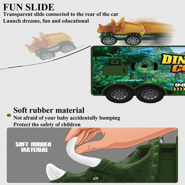 Dinosaur Toys for 1-6 Year Old Boys, Kids Toys Pull Back Dinosaur Transport Truck with Sound and Music&Light Toy Cars