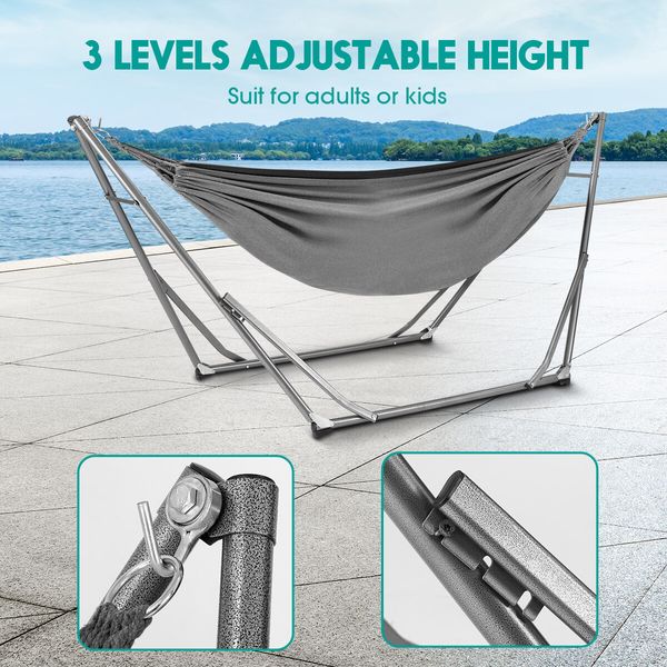 Portable Hammock Hanging Chair with Stand Camping Gear Patio Furniture Grey