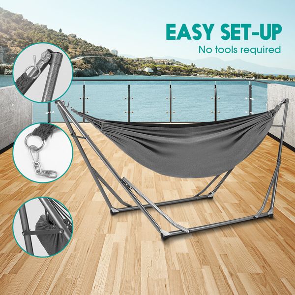 Portable Hammock Hanging Chair with Stand Camping Gear Patio Furniture Grey