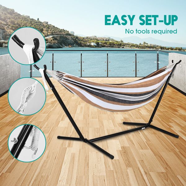 Portable Hammock with Stand Hanging Chair Patio Furniture Camping Gear Colourful