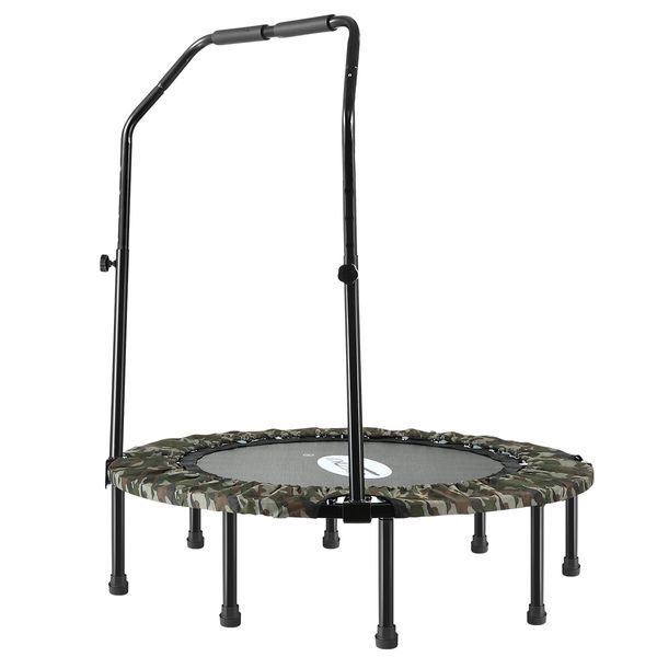 Genki Foldable Trampoline Mini Fitness Indoor Exercise Workout Rebounder for Adults Kids Camouflage 48 Inch