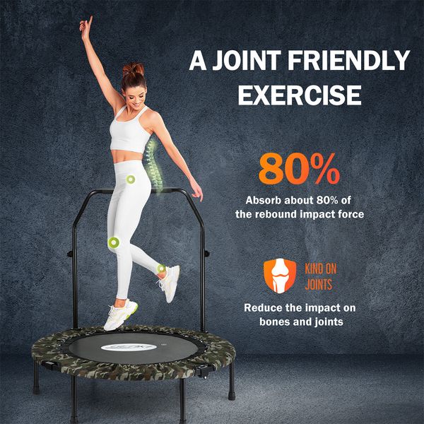 Genki Foldable Trampoline Mini Exercise for Adults Kids Indoor Fitness Workout Rebounder Camouflage 40 Inch