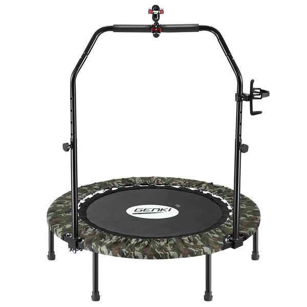 Genki Foldable Trampoline Mini Exercise for Adults Kids Indoor Fitness Workout Rebounder Camouflage 40 Inch