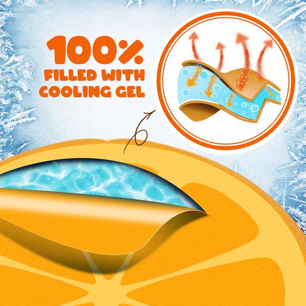 Pet Cooling Mat Dog Pad Cool Gel Pattern Cat Bed Orange 60X60CM