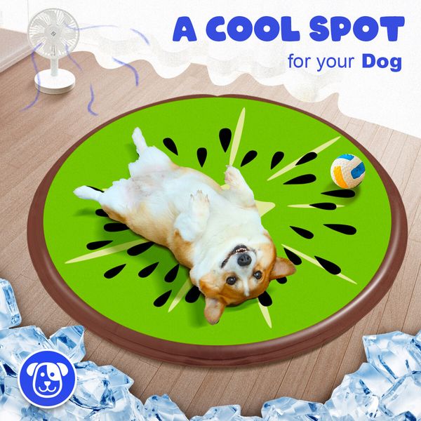 Pet Cooling Mat Dog Pad Cool Gel Kiwi Pattern Cat Bed Green 60X60CM