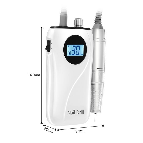 Electric Nail Drill File Buffer Manicure Machine Set Portable Rechargeable 30000RPM 35W