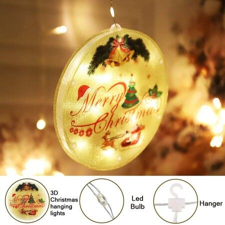 Christmas String Lights LED Decorative Novelty Hanging 3D Lights with USB for Indoor Outdoor Pathway Walkway Patio Decorations 9.8 Feet, Warm White