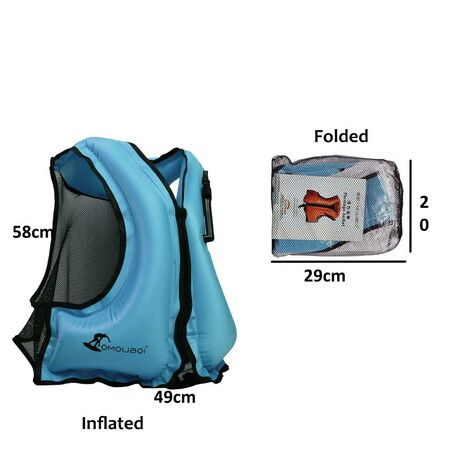 Float Vest Jackets Buoyancy Aid Inflatable Swimming Floatation Jacket Snorkel Vest 40-100kg Size 4-22 Adult for Kayak Canoeing