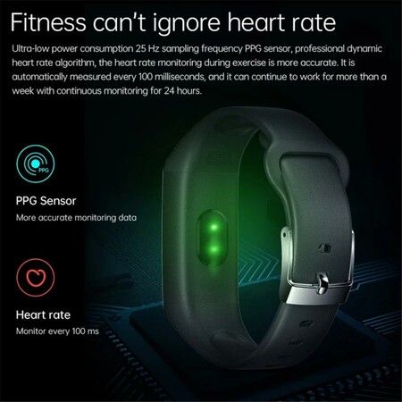 Smart Wristband Body Temperature Blood Pressure Pedometer Col.Black