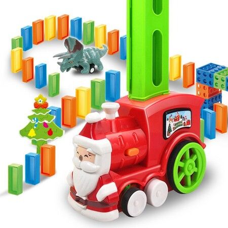 2021 Newest Xmas Toy set for toy domino train, 120 pieces, brick game, small electric train tail, christmas gift for children