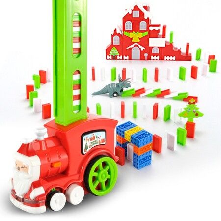 2021 Newest Xmas Toy set for toy domino train, 120 pieces, brick game, small electric train tail, christmas gift for children