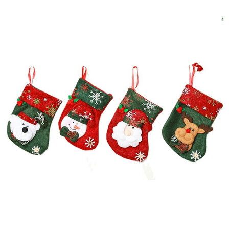 4P Christmas Stockings Gift Bag Candy Pouch Bag Small size 16x13cm