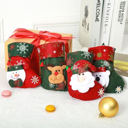 4P Christmas Stockings Gift Bag Candy Pouch Bag Small size 16x13cm