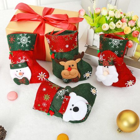 4P Christmas Stockings Gift Bag Candy Pouch Bag Small size 16x13cm