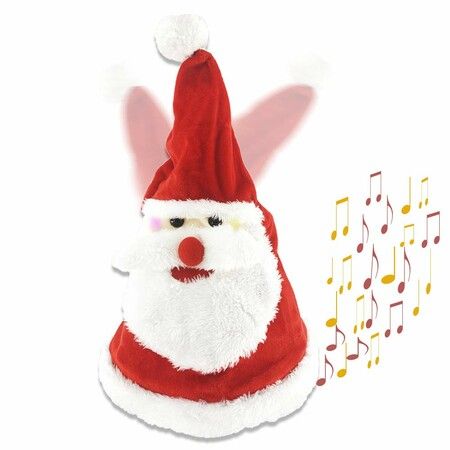 Santa Hat Glowing Singing Dancing Christmas Gifts with Electric Funny Music 38x20cm