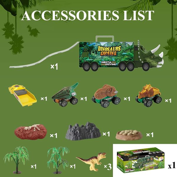 Dinosaur Toys Pull Back Dinosaur Transport Truck with Sound and Music&Light Toy Cars for Boys And Girls Age 4 5 6 7