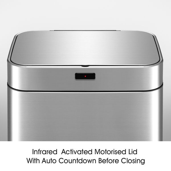 75L Dual Rubbish Bin Recycling Kitchen Waste Trash Garbage Can Motion Sensor Stainless Steel Silver