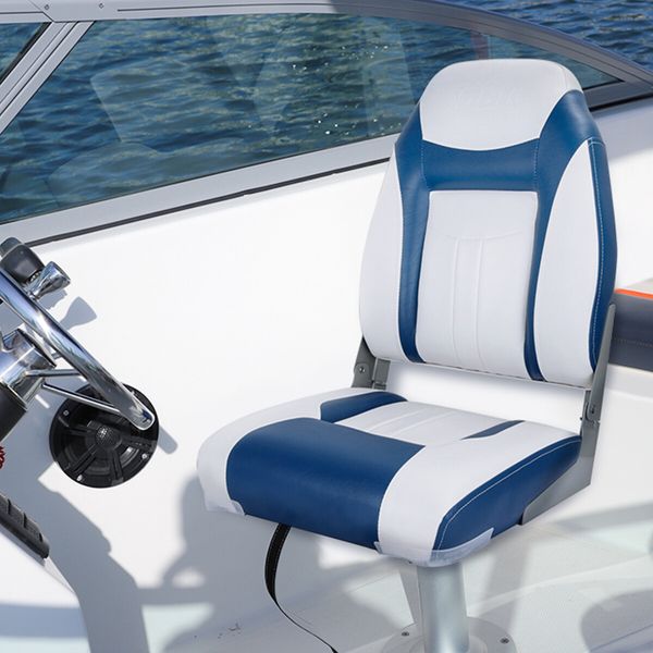 OGL 2 x All-weather Collapsible Marine Boat Seats Fishing Foldable Swivel Chairs Blue