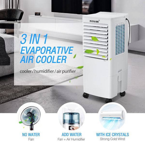 Maxkon Air Cooler Evaporative Humidifier Purifier Portable Cooling Fan 3 In 1 White