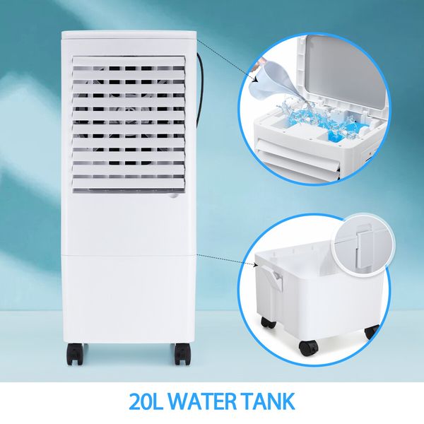 Maxkon Air Cooler Evaporative Humidifier Purifier Portable Cooling Fan 3 In 1 White