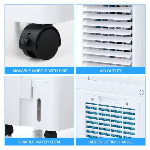 Maxkon Air Cooler Evaporative Humidifier Purifier Portable Cooling Fan 3 In 1 White