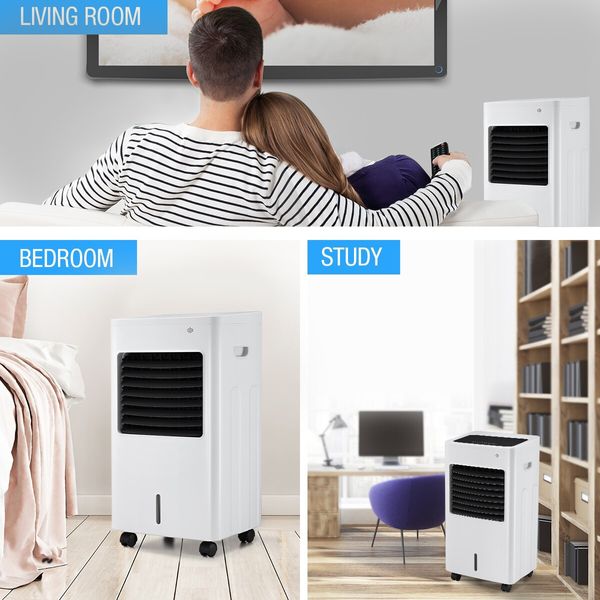 Maxkon Air Cooler Evaporative Purifier Humidifier Portable Cooling Fan 3 In 1 White and Black