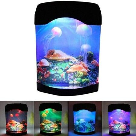 LED Jellyfish Lava Lamp, USB Jellyfish Lamp Electric Aquarium Tank Mood Night Light with Color-Changing for Home Bedroom Background Decoration