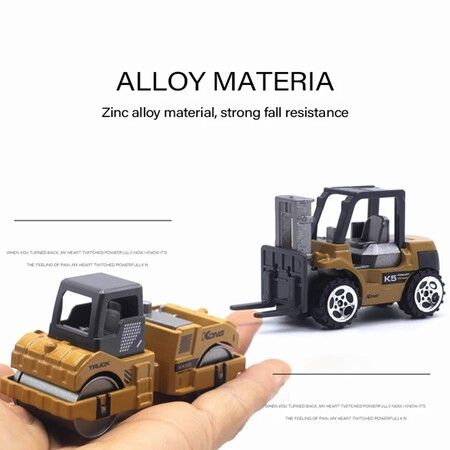 1:64 Kids Diecast Engineering Toy Vehicle Alloy Car Model Excavator Bulldozer Forklift Dump Truck Mixer 6pcs Mini Truck Toys