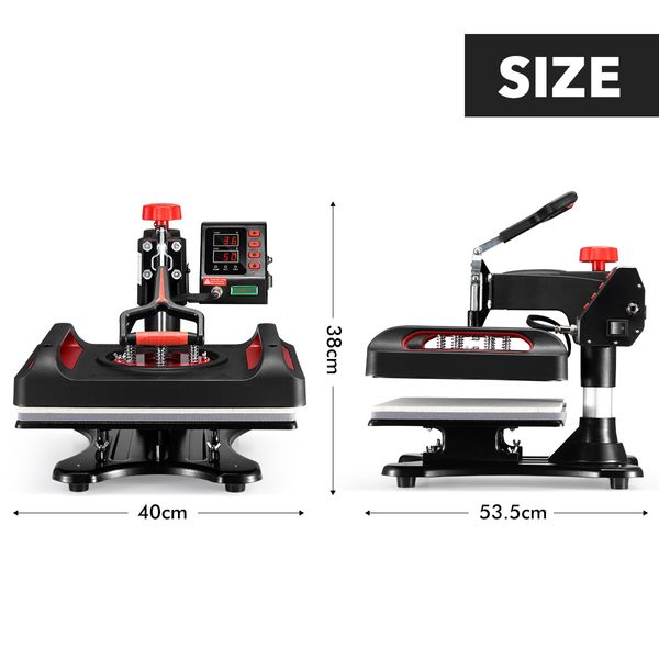 5-In-1 Digital Heat Press Machine Transfer Swivel Sublimation Printer Printing 1200W LCD Screen 38X38CM