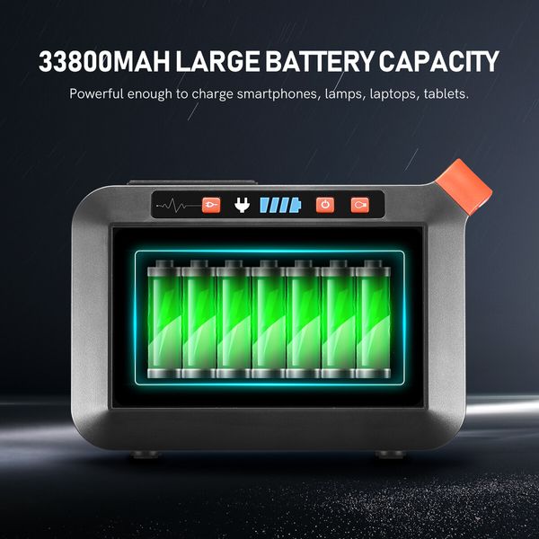 Portable Generator Solar Power Station Camping Lithium Battery Backup 125Wh 120W LED Light for Picnic Travel