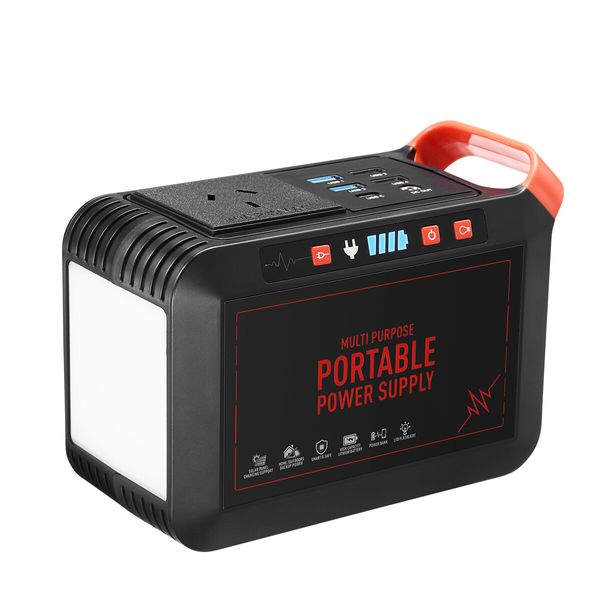 Portable Generator Solar Power Station Camping Lithium Battery Backup 125Wh 120W LED Light for Picnic Travel