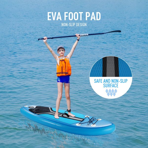 Genki Inflatable SUP Stand Up Paddle Board Paddleboard 180CM Adjustable Fin Leash Black Blue