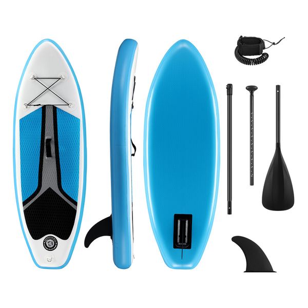 Genki Stand Up Paddle Board Inflatable Paddleboard SUP 180CM Fin Leash White Blue