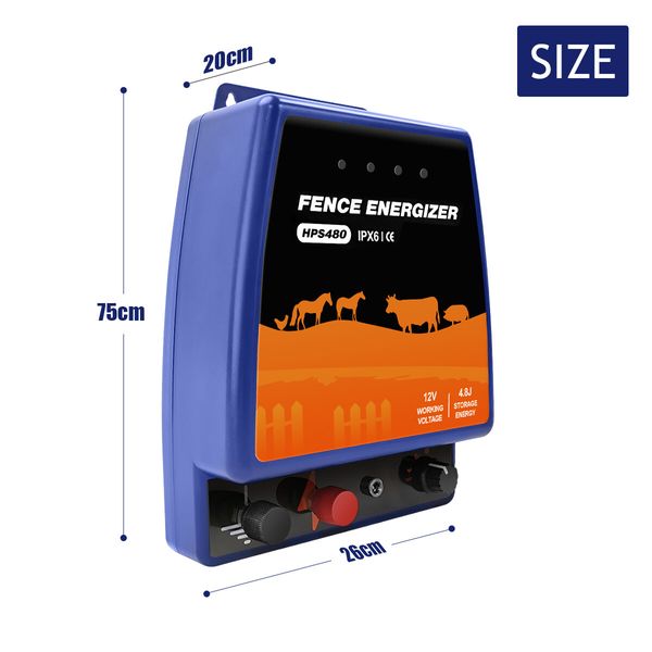 Petscene 45KM Electric Fence Energiser Charger Mains Fencing Energizer IPX6 4.8J