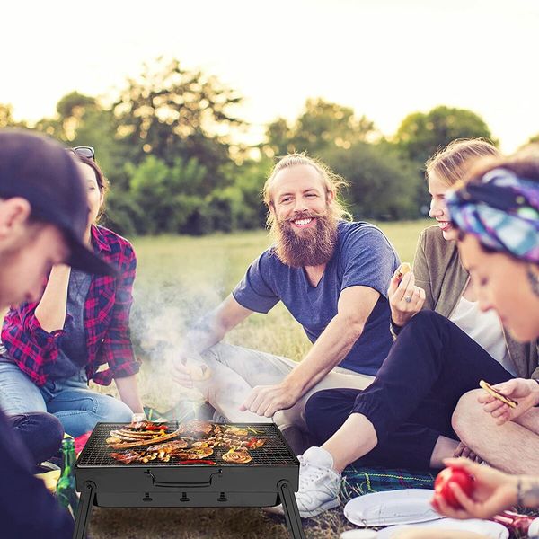 Portable Charcoal Grill, Charcoal BBQ Grill for Camping Picnic,Indoor and Outdoor Charcoal Grill with Smoker Charcoal Grill